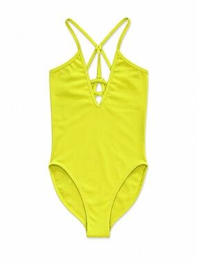 FREE PEOPLE MOVEMENT BODYSUIT WOMENS XS/SMALL NEON LIME STRAPPY NWOT
